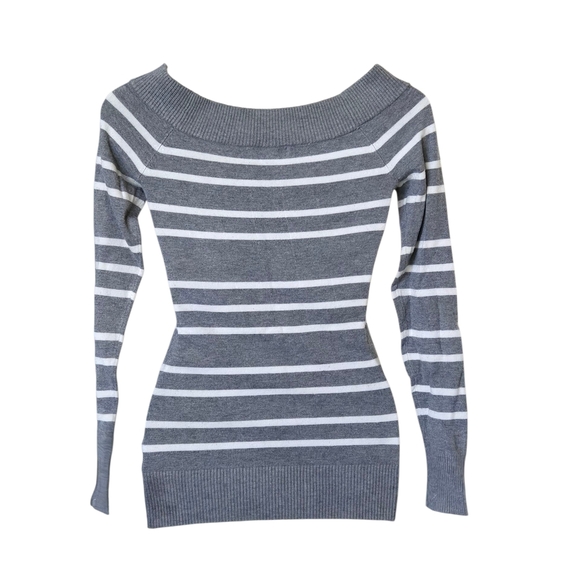 Guess Charcoal and White Striped Knit Top - Picture 6 of 9